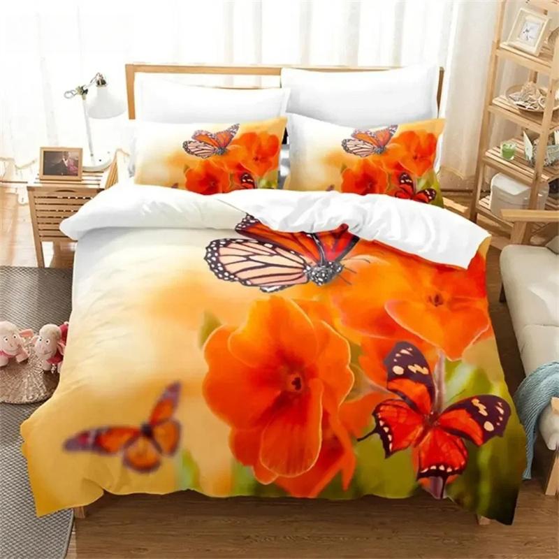 Flower Butterfly Bedding Set Duvet Cover Set 3d Bedding Digital Printing Bed Linen Queen Size Bedding Set Fashion Design