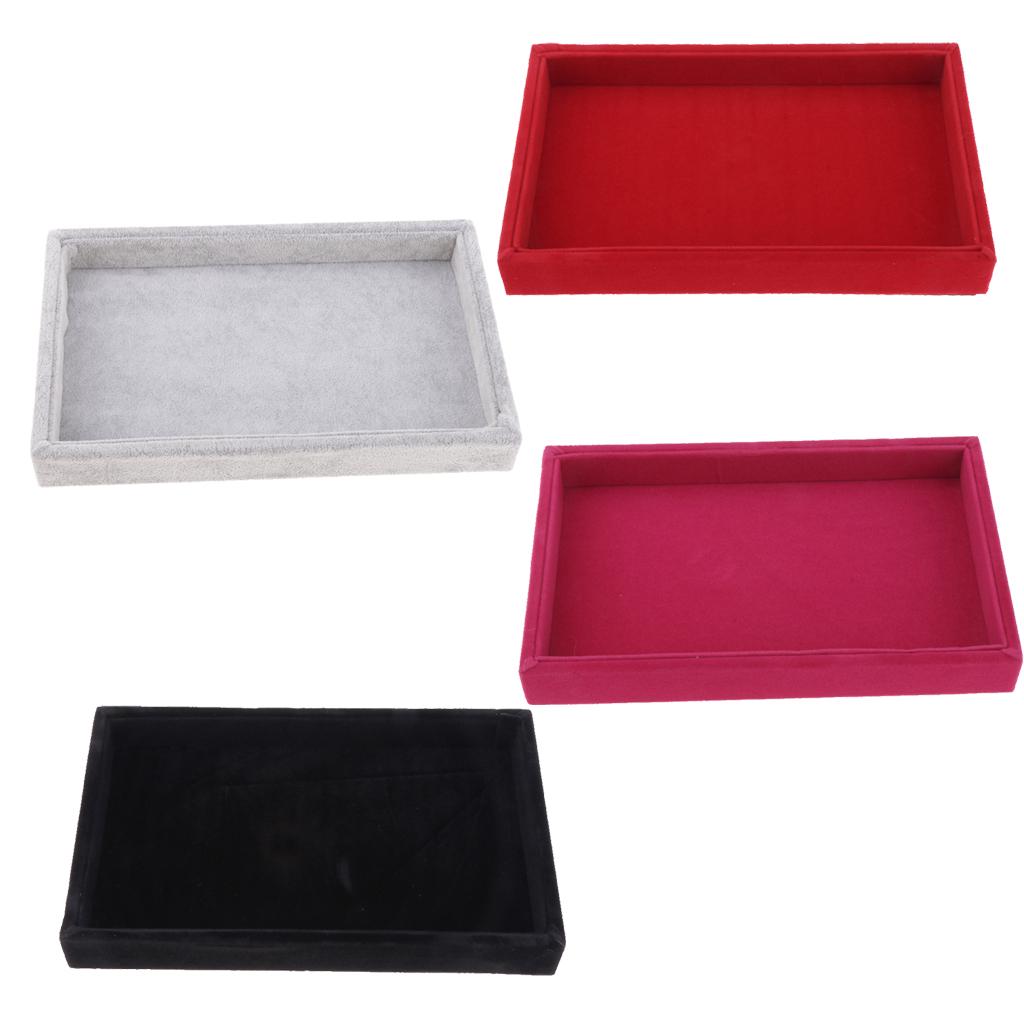 2 Pieces Velvet Necklace Bracelet Earring Anklet Jewelry Display Tray Case