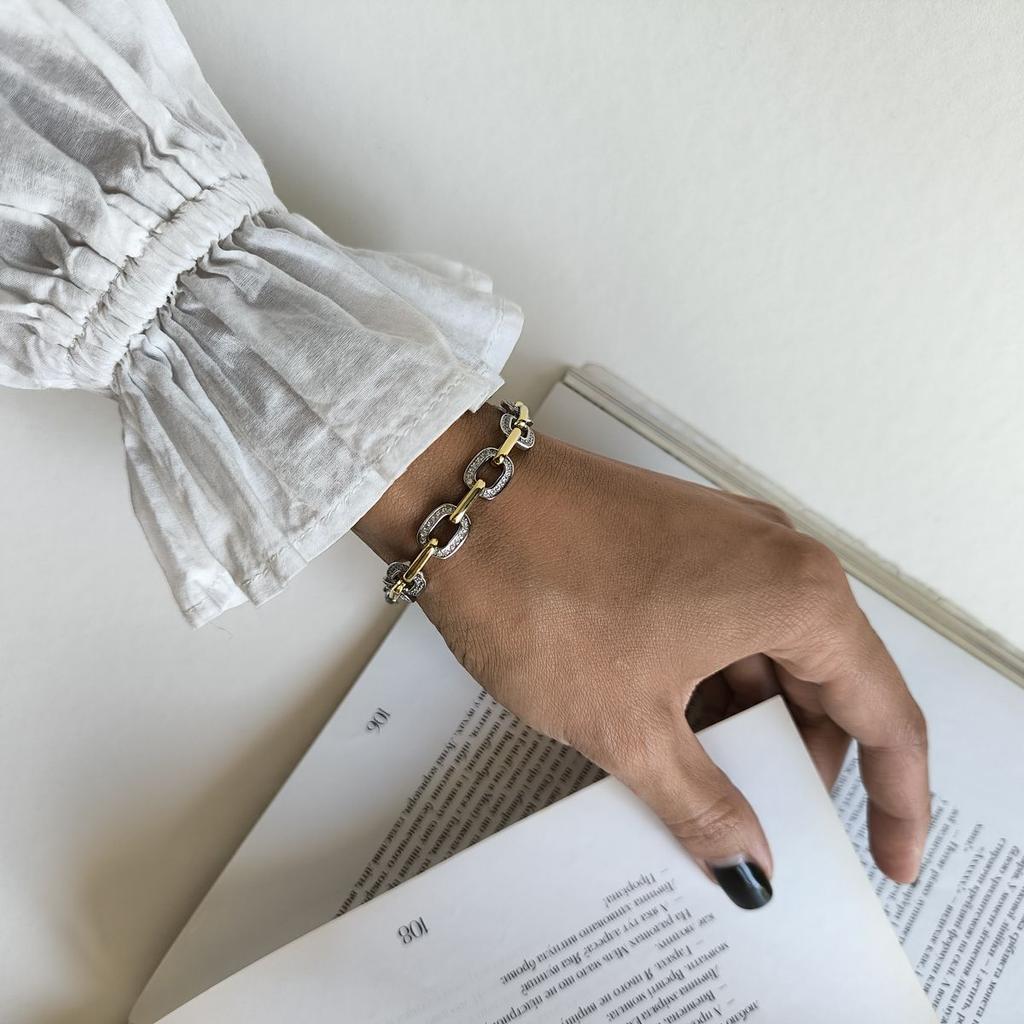 Серебряный браслет с фианитами, вес изделия 11,33 гр (2184720)