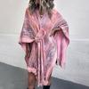 Colorful Chunky Ball Fringe Knit Shawl Coat for Women Autumn Winter New European Cross-Border Cape Cardigan