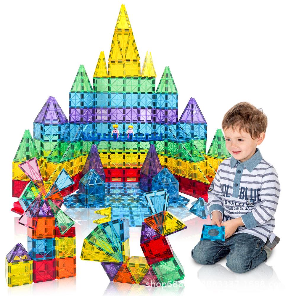 2024 Large 7.5" Magnetic Tiles Building Blocks: Educational Stained Glass Puzzle Set
