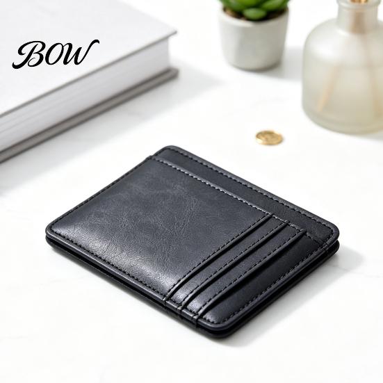 Compact Wallet for Travel Slim Card Holder Men, Minimalist Credit with ID Window, Simple Solid Color Men Multiple Slots, Pocket Business
