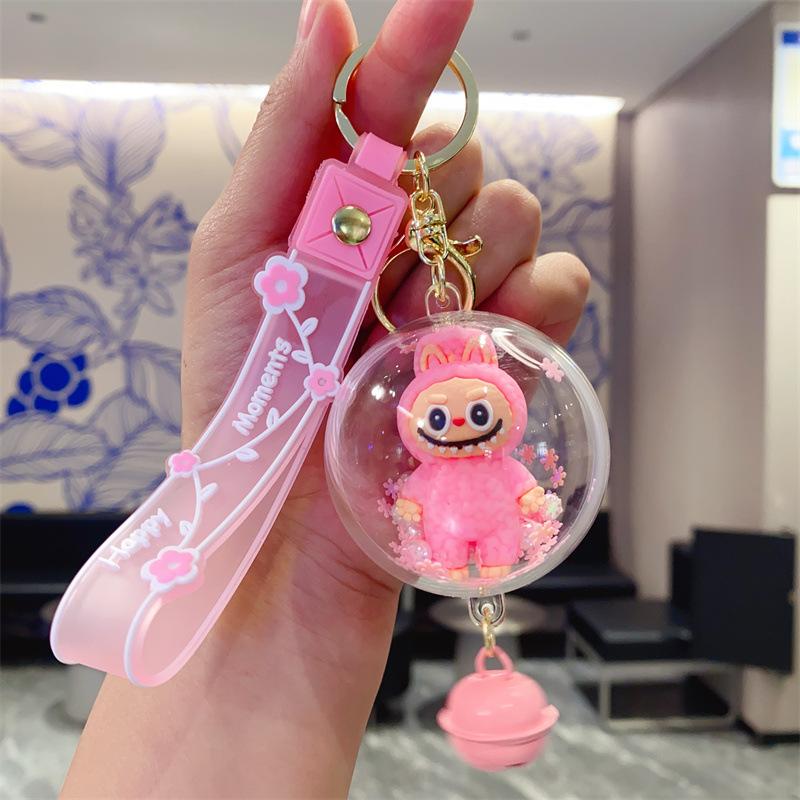 Cartoon Rocking Music Rabub Keychain Pendant Cute Labubu Bubble Beads Schoolbag Car Pendant