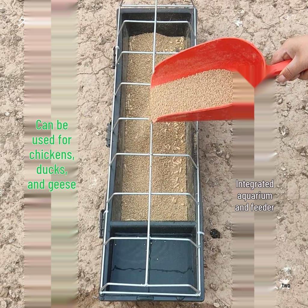 Chicken Duck Goose Dual-use Water and Feed Trough - Wet/Dry Feeding for Free-range Poultry, Non-Tip Design