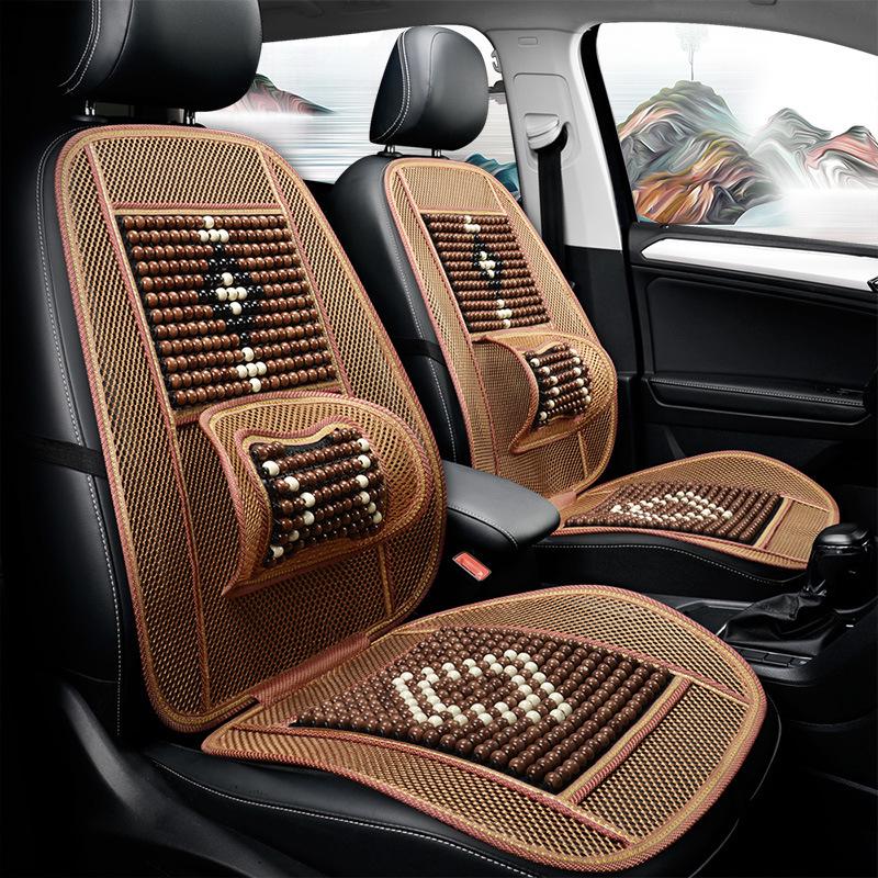 HD Chinese Knot Wooden Bead Car Seat Cushion - All-Season Interior Seat Cover