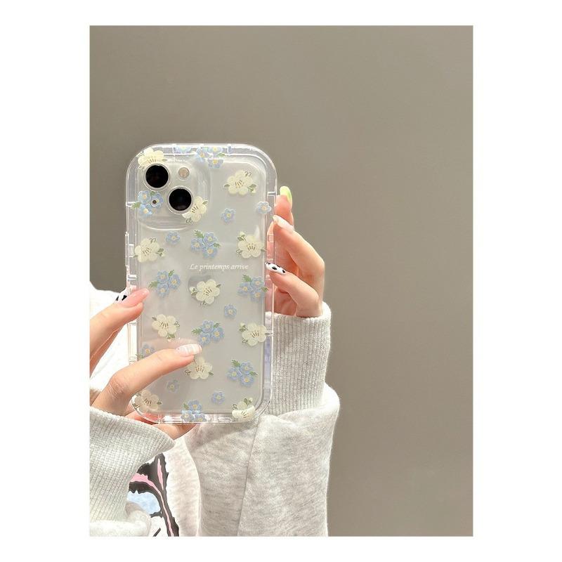 Flowers for IPhone17 Mobile Phone Case 13promax Transparent Airbag 14 Anti-fall 12pro for Apple 15 Female/16