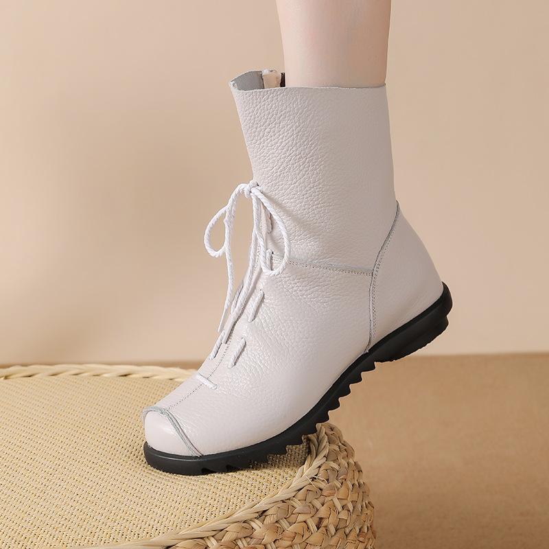 

Женские короткие ботинки из коровьей кожи первого слоя, бархатные одинарные ботинки, сезонные, на мягкой подошве, ботинки Мартин, обувь, нескользящие, с низким голенищем, резиновые, однотонные 38