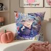 Game Genshin Furina Cushion Cover Pillowcase Short Plush Invisible Zipper Room Sofa Cushion Cover