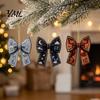 Acrylic Holiday Tree Pendants 24Pcs Christmas Advent Calendar with Retro 2D Flat Bow Ornaments, Decorative Romantic Home Decor Accents Countdown