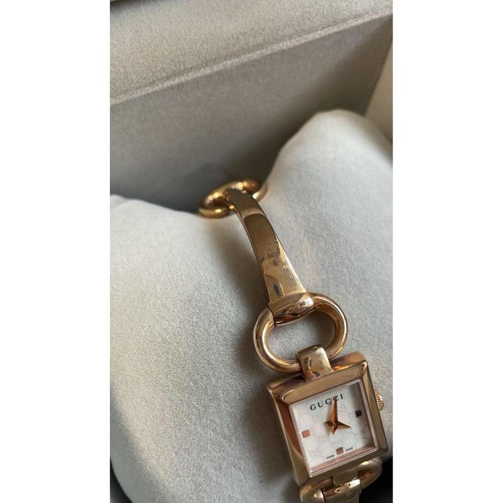 Used [GUCCI] 120 series ladies watch GG pattern pink gold with box