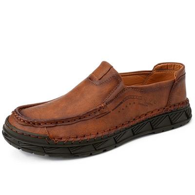 Retro-Kuh-Leder-Schuhe für Herren, handgefertigt, lässige Lederschuhe, Mokassins, flache Schuhe für Herren