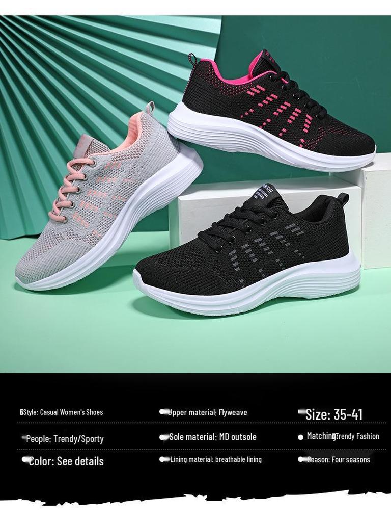 Quanzhou Women's Mesh Breathable Sneakers - Soft Sole Casual Travel & Running Shoes for Military Training Students