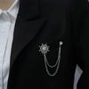 Zinc Zinc Alloy Men Brooch Tassel Chain Suit Collar Pin Exquisite Suit Lapel Pin  Ceremony Banquet