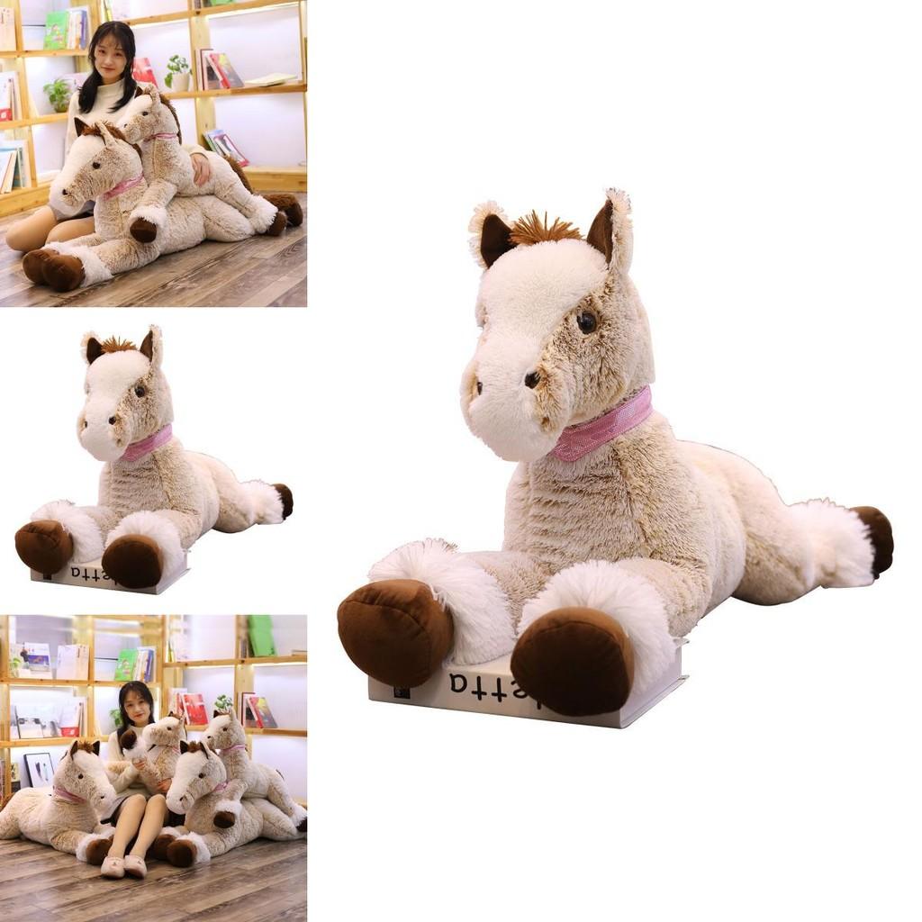 Animal Plush Toy Large Brown Horse With Short Plush Fabric For Kids Room Decor