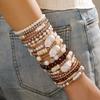 Retro Design Wooden Bead Crystal Pearl Bracelet Women's Ins Simple Temperament Fashion High Sense Stacked Bracelet