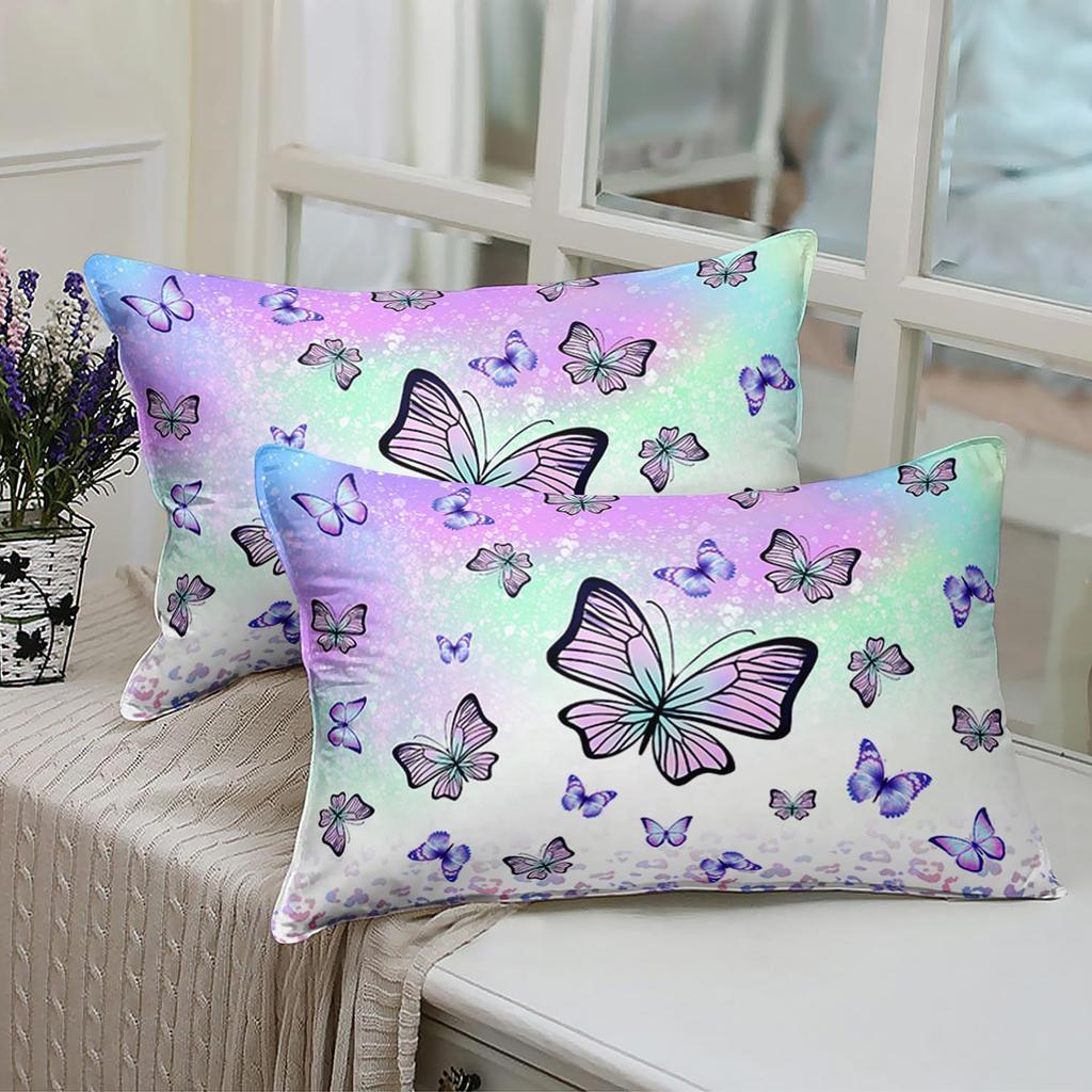 Beautiful Butterfly Pattern Mattress Three-Piece Digital Printing Mattress Bedding Set Adult Children