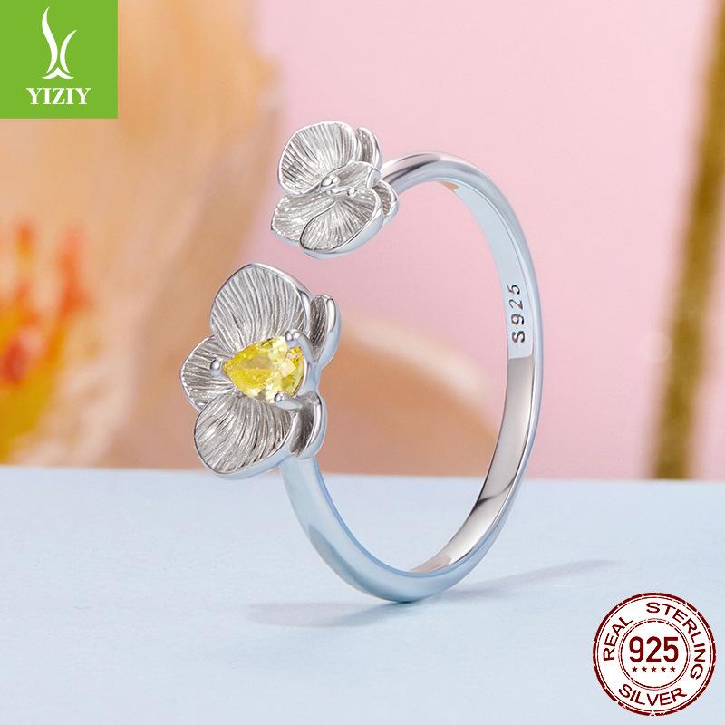 S925 Sterling Silver Phalaenopsis Open Ring Fashionable Exquisite Versatile Small Exquisite Ring
