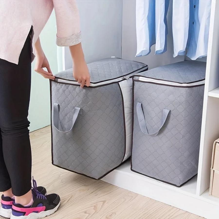 Large plastic storage bag organizer Multi-purpose rectangular wardrobe container suitable for bedding, blankets, and clothing