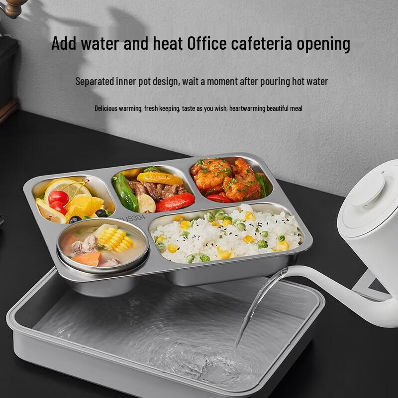TAFUCO 304 Stainless Steel 5-Compartment Bento Box with Soup Bowl, 2.0L