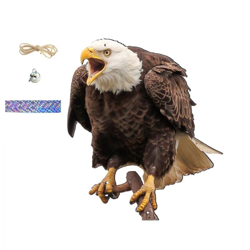 Outdoor Garden Ringing Owl Shape to Deter Birds Hanging Pendant Bird Scarer Gadget with Reflective Strap for Outdoor