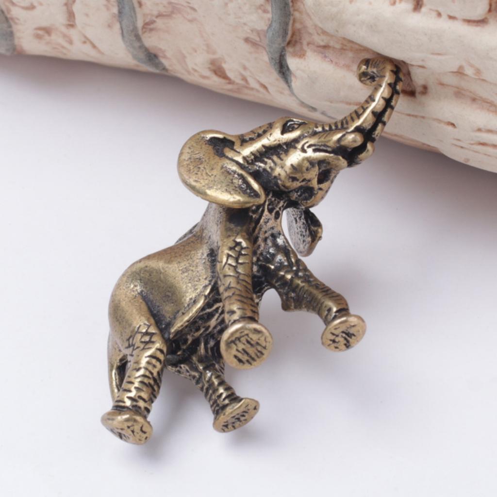 Ottone Antico Elefante Pet da Tè Animale in Miniatura Scultura Decorazione per la Casa Ornamento da Scrivania Ufficio Statuetta da Collezione Vintage Regalo