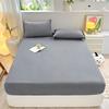 Solid Color Brushed Fitted Sheet Set Simple Mattress Protector Soft Breathable Bed Cover for Home Bedroom