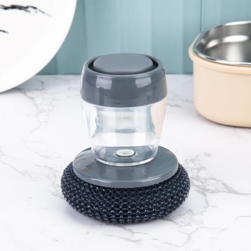 Durability Pots Cleaning Brush with Soap Detergent Dispenser,Gentle on NonStick Cookware, for Home Restaurant Use