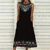 Oversized Ladies Sleeveless Round Neck Dress Soft Mixed Floral Printed Flowy Midi Gown