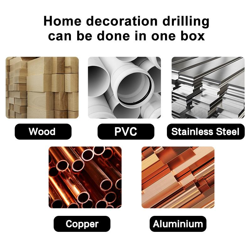 Construction Drill Three Point Woodwork Drill 16pc Mix Straight Handle Bit Plastic Wood Metal Twist Drill Locate Tool Accessory