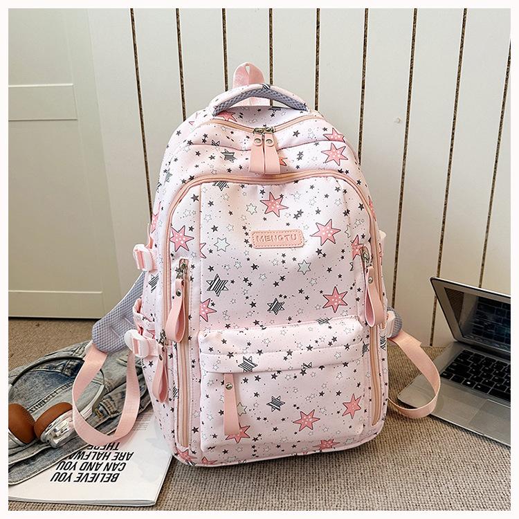 Schoolbag Korean Version of the New High-value Star Schoolbag for Girls, Junior High School, Lightweight Campus College Student Backpack, Sweet Girl