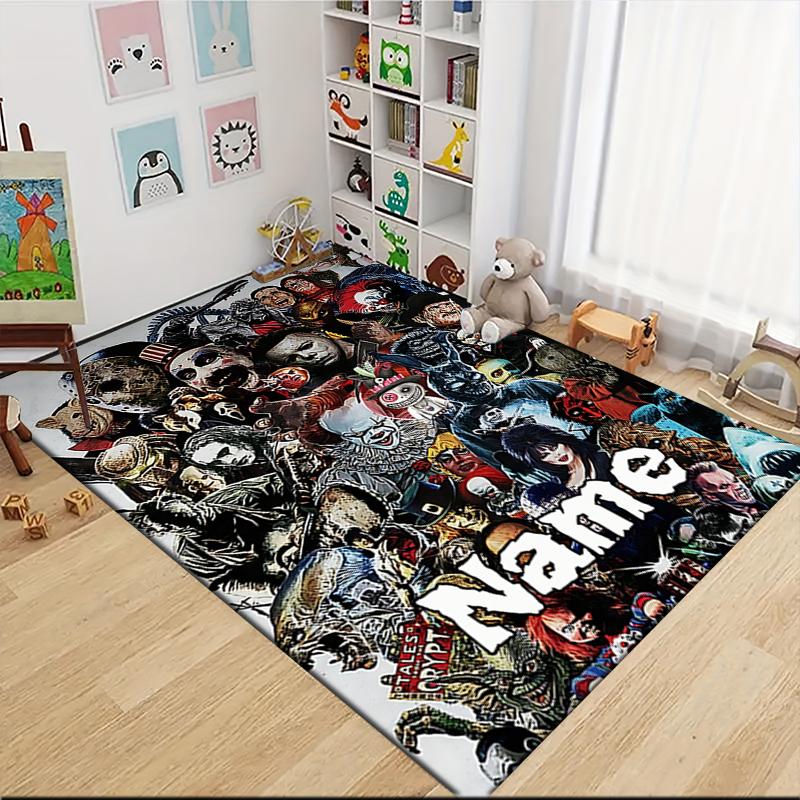 Custom Name FNAF Fan Art Compilation Carpet Rug Customizable Soft Washable Anti-Slip Home Living Room Sofa Mats Personalized Rug. 0909115