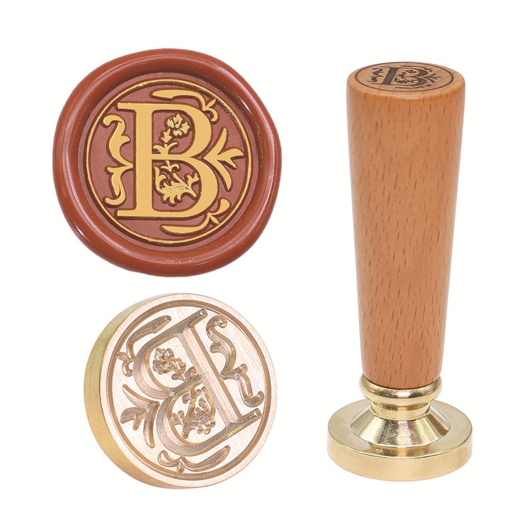 Handcrafted Beechwood Wax Seal Stamp With Interchangeable Brass Embossing Tip for Elegant Correspondence