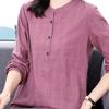 Large Size Women's Shirt Long Sleeved Top Women's Loose Spring Mid Length Solid Color T-shirt