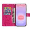 Coque + 2 Verres Trempés pour Samsung Galaxy A37 5G, Protection Effet Cuir Motif Floral - Fuchsia