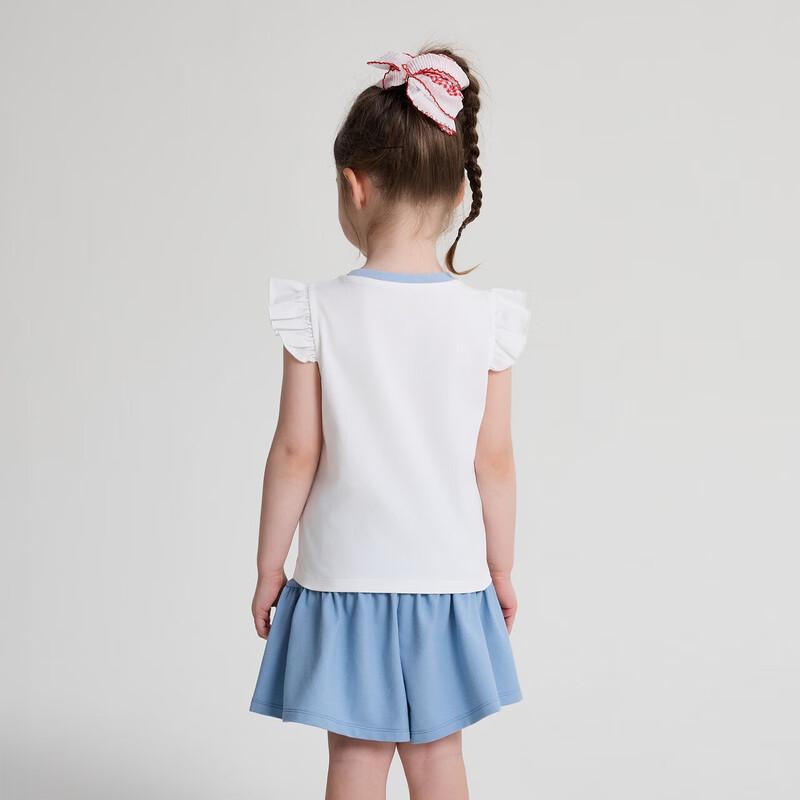 Deesha Girls  Summer Floral Appliqué Skirt-Shorts Set 130