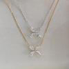 18K Gold Plated S925 Sterling Silver Four-Leaf Clover Marquise Zirconia Pendant Necklace: Clear, Shiny, Perfect for Everyday Wear