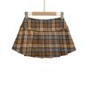 American Retro Low-Waist Plaid A-Line Mini Skirt - Women's College Style, Pleated, for Spring/Autumn