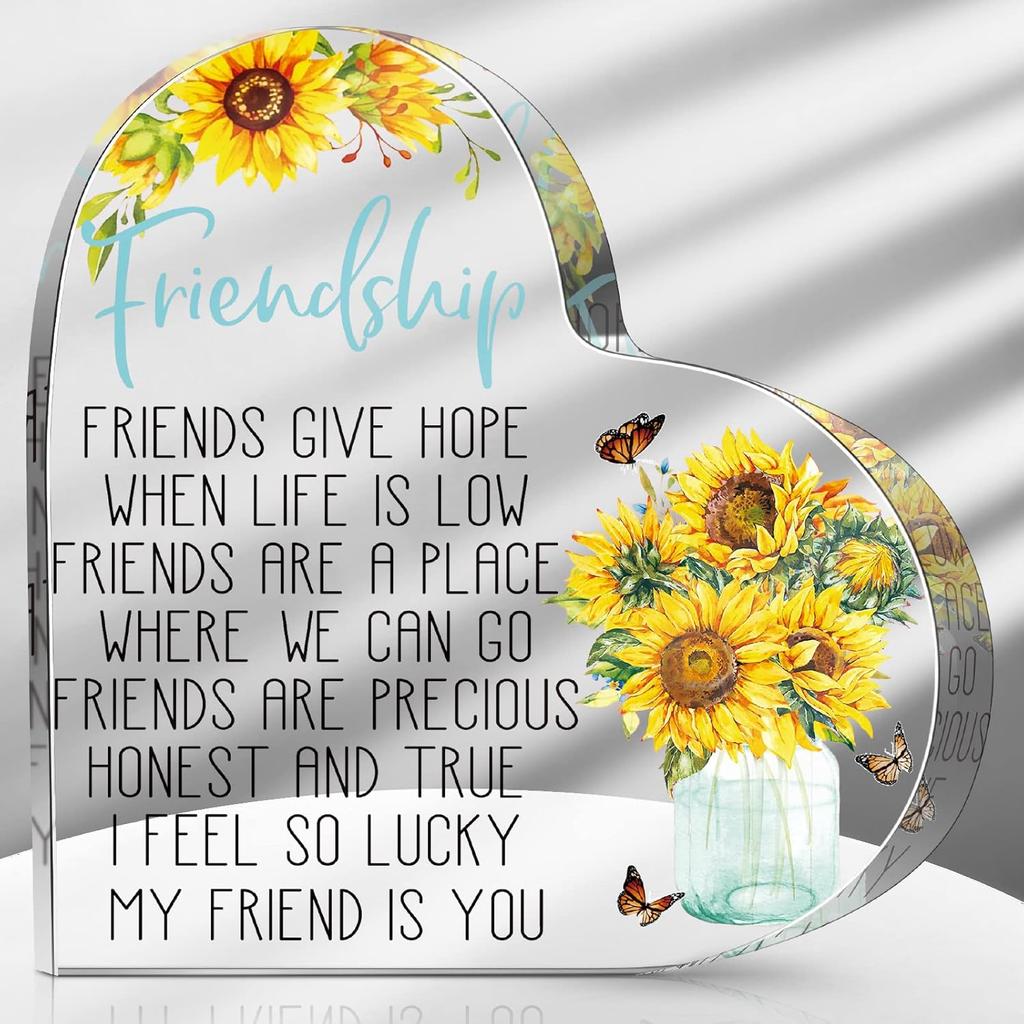 Spiareal Gift for Friend Friendship Women Friend Friendship Birthday Cheer up Gift Acrylic Heart Butterfly Keepsake Paperweight for Home Office Table