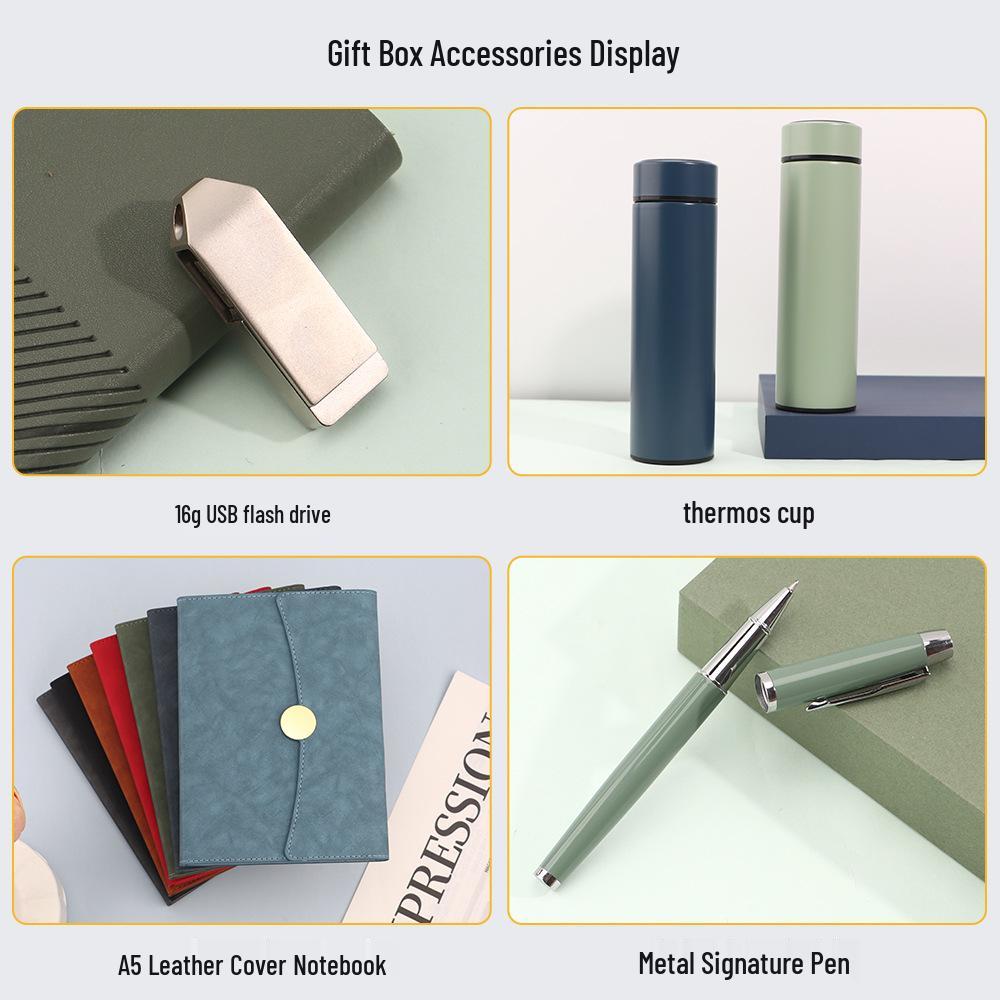 High-Grade Three-Fold Diary Notebook Gift Set with Custom Logo Printing