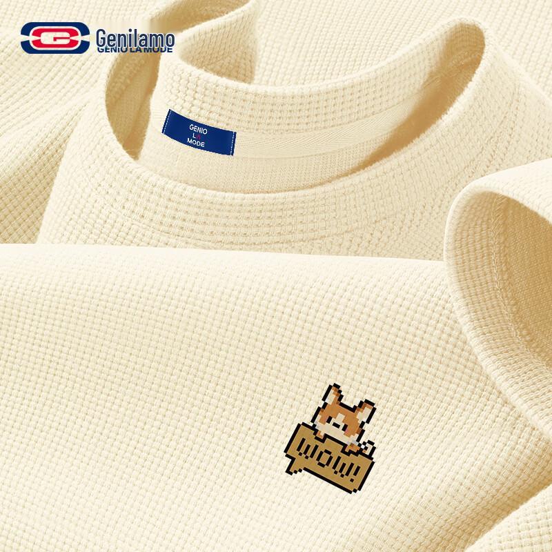 

GENIOLAMODE Men s Waffle Weave Short-Sleeve T-Shirt L