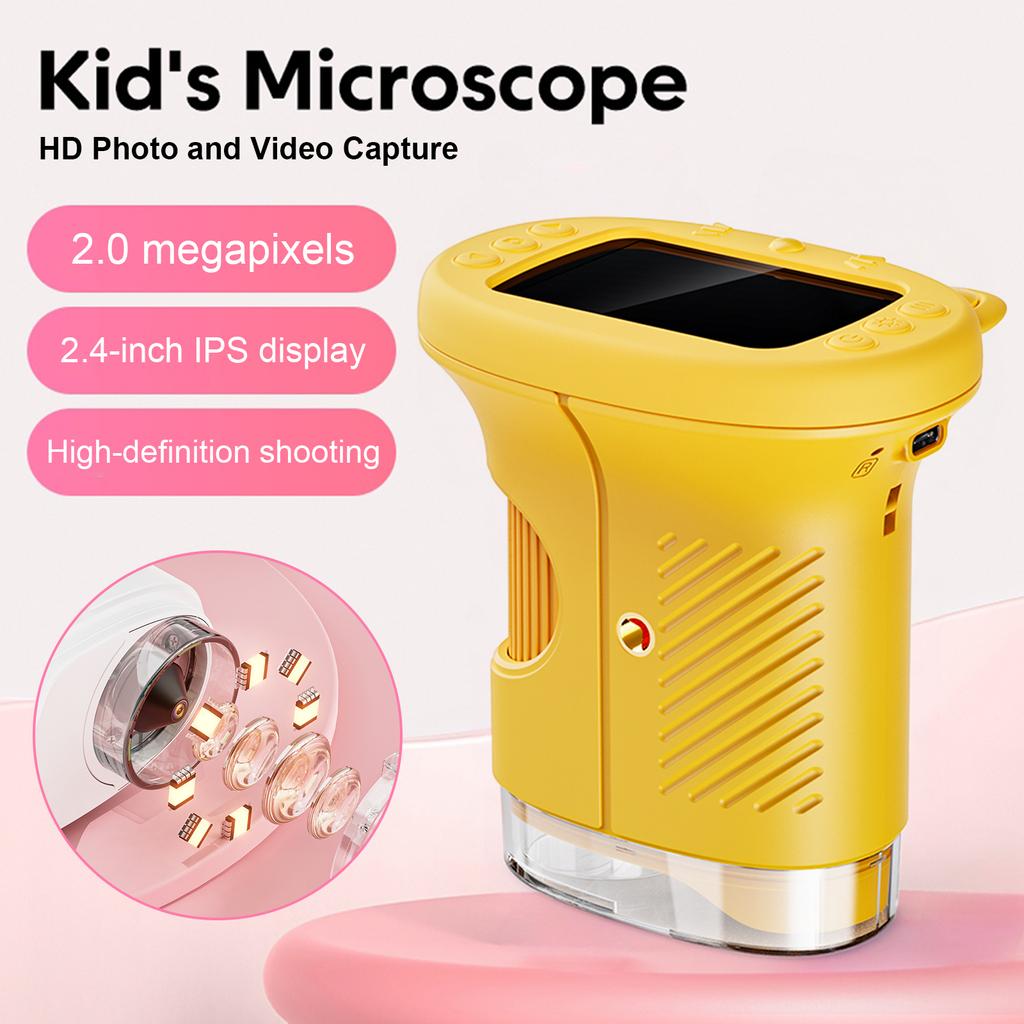 1000X Childs Handheld Microscope 2.0 Inch 1080P Portable Digital Microscope Camera Educational Science Girls Boys Festival Gifts