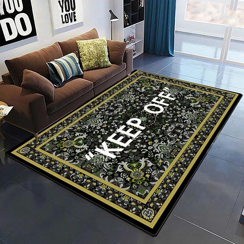 Keep Off Pattern Dekorativer quadratischer Teppich Modernes Haus Wohnzimmer Boden Matte Schlafzimmer Teppich Kunst Poster Matte Fans Geschenk Alfombra