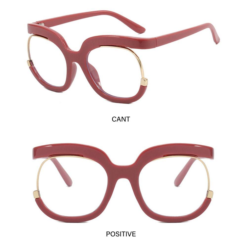Retro Oversized Round Eyeglasses Frame Ladies Fake Eyewear Anti Blue Light Glasses Computer Glasses
