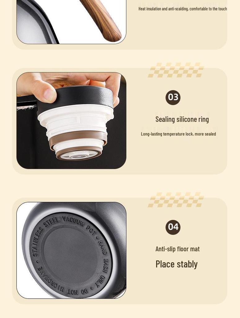 304 Stainless Steel Vacuum Insulated Thermos Flask for Tea Houses & Restaurants - Large Capacity Double Layer Warm Water Bottle