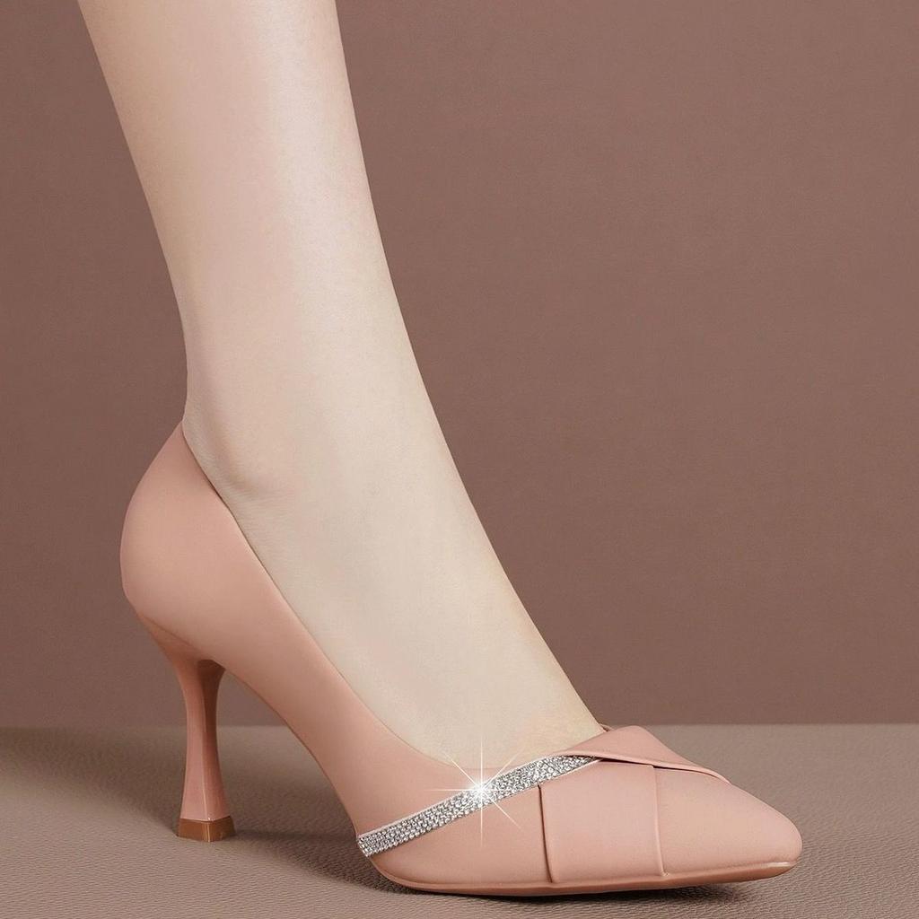women cute sweet light weight spring & summer slip on stiletto heel shoes lady fashion office career work pumps ab686