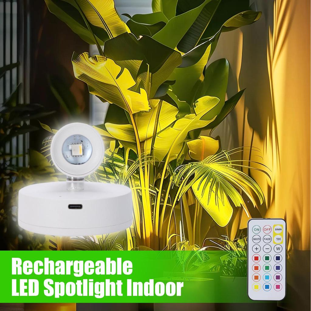Rechargeable LED Spotlight With RC, Indoor Plants Wall Painting Display Ambient Lighting, Wireless Artwork Focus Spotlight