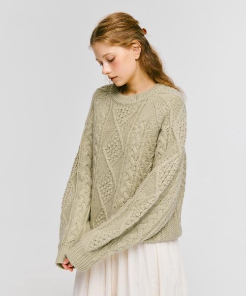 DEPOUND Fisherman Cable Pullover [Light Khaki]