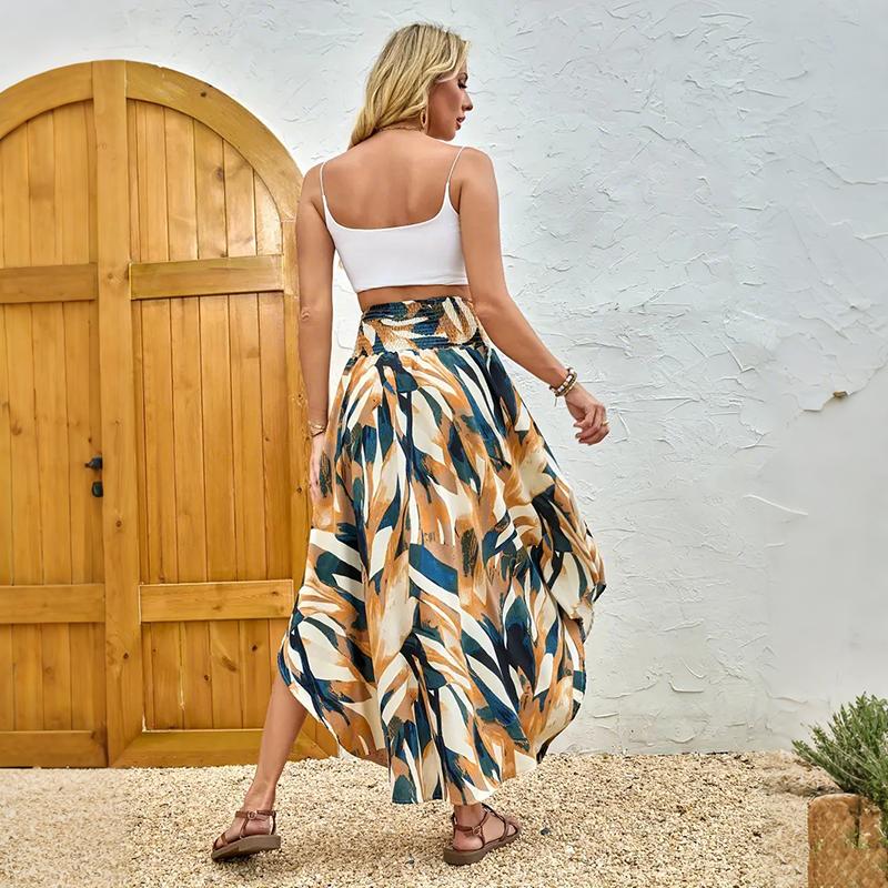 Women Summer High Waist Exotic Style Bohemian Beach Irregular A Line Skirt