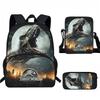Kids Dinosaur Backpack Set Elementary School Oxford Fabric Ergonomic Back Support Breathable Lightweight 3-Piece Kit