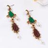1 Pair Baroque Art Retro Personality Geometric Resin Water Droplet Imitation Pearl Pendant Earrings